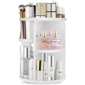 360 Rotating Makeup Organizer,DIY Adjustable Spinning Holder,Foldable Cosmetic